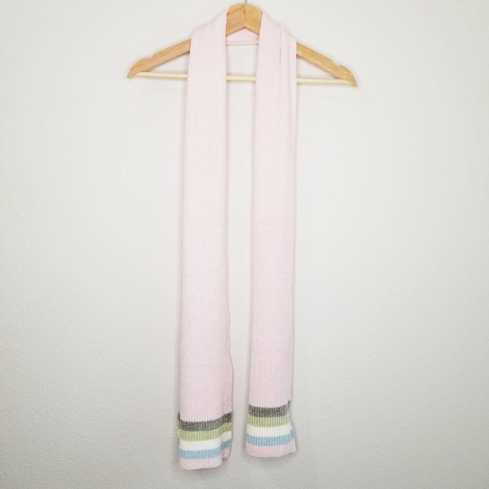 Airport Multicolor Striped Pink Knit Scarf
